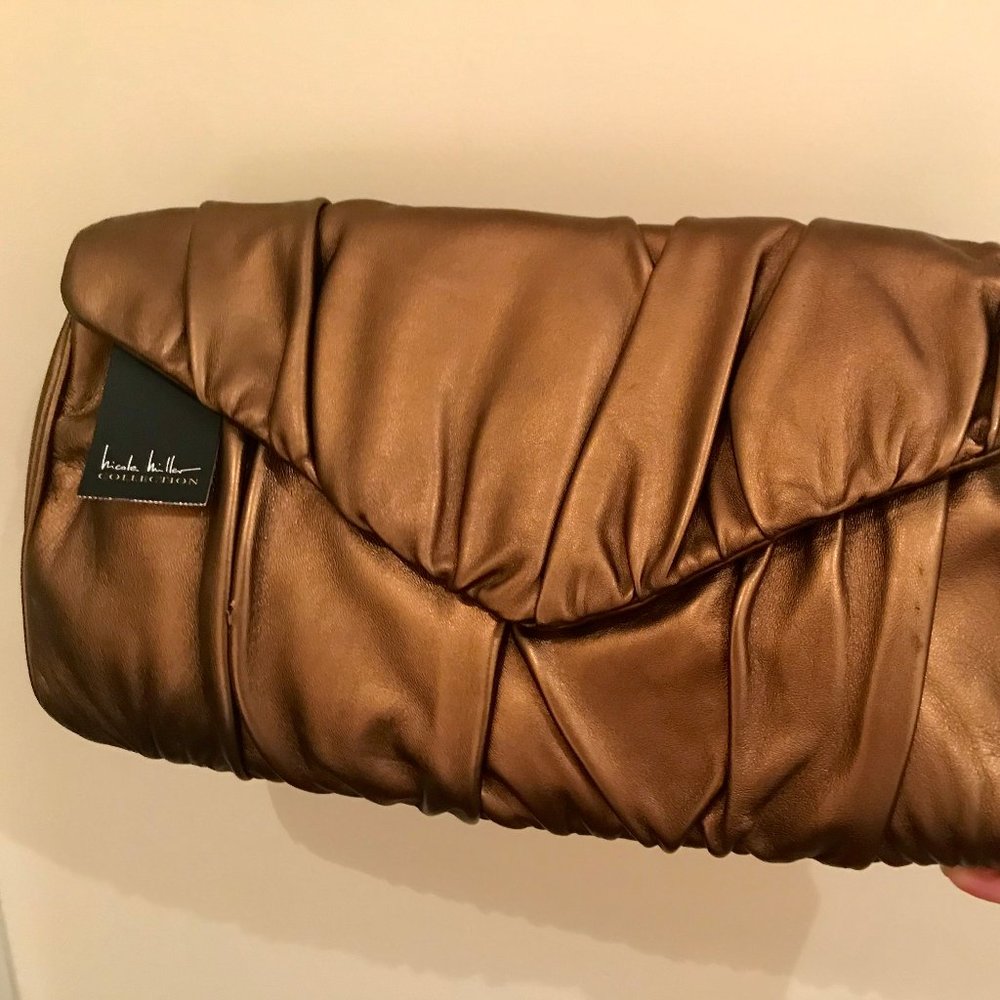 Beautiful bronze Nicole Miller new clutch w/tags!
